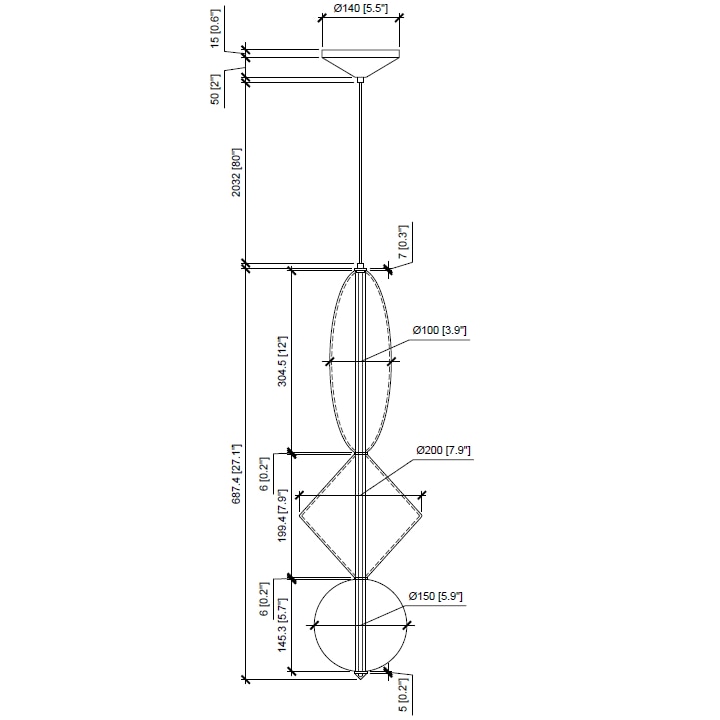 Naij Natura Sculptural Pendant Grass Suspension Dimensions
