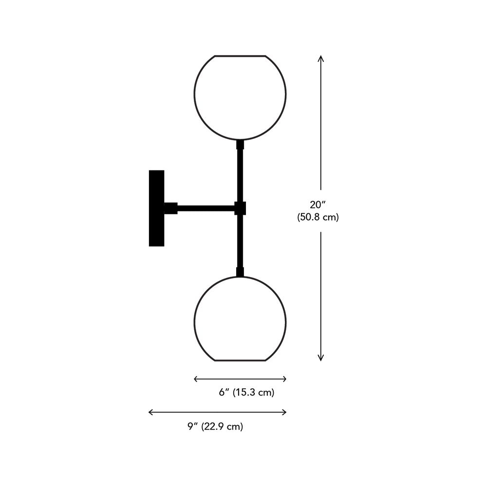 Mishal Dual Globe Wall Dimensions