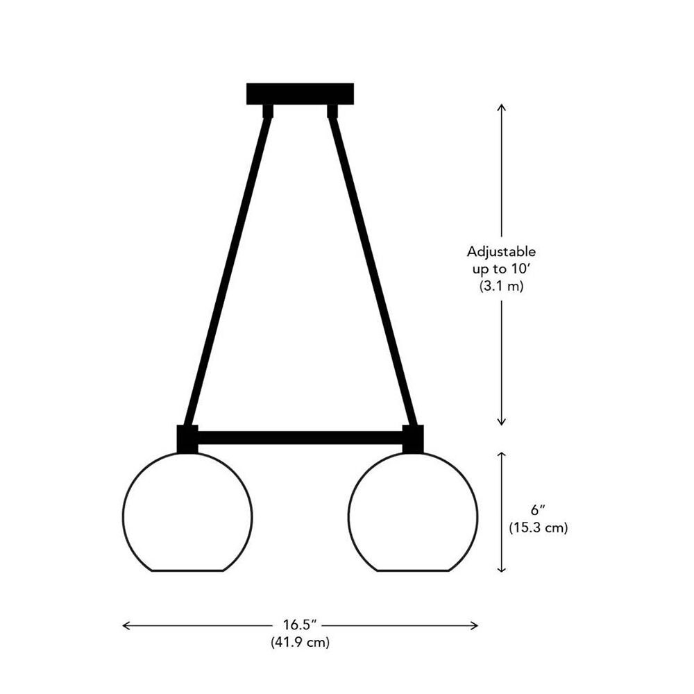 Nur Reversed Chandelier Dual Globe Suspension Dimensions