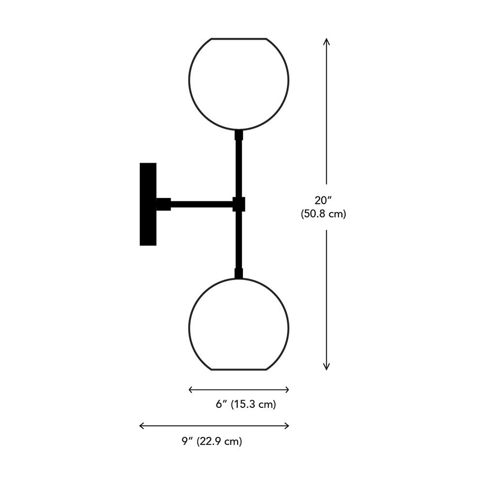 Nur Reversed Dual Globe Wall Dimensions