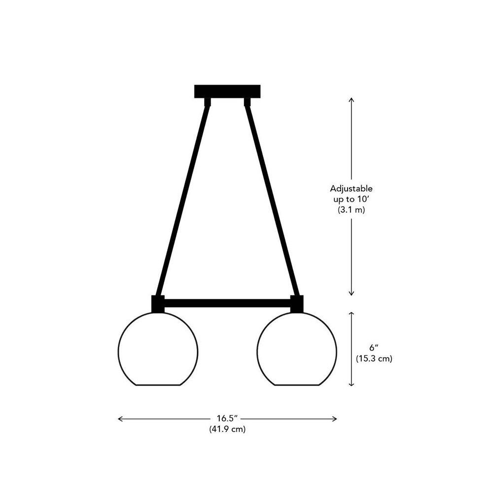 Shams Chandelier Dual Globe Suspension Dimensions