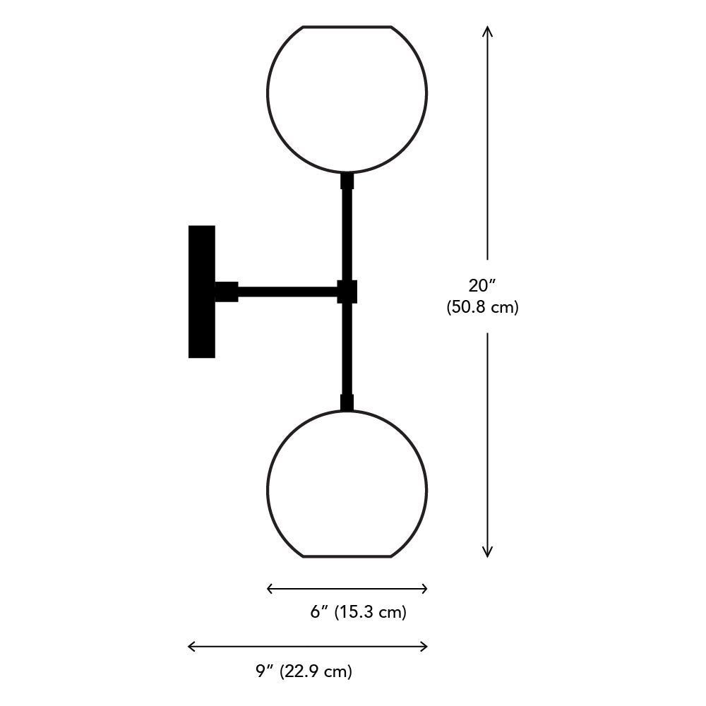 Shams Dual Globe Wall Dimensions