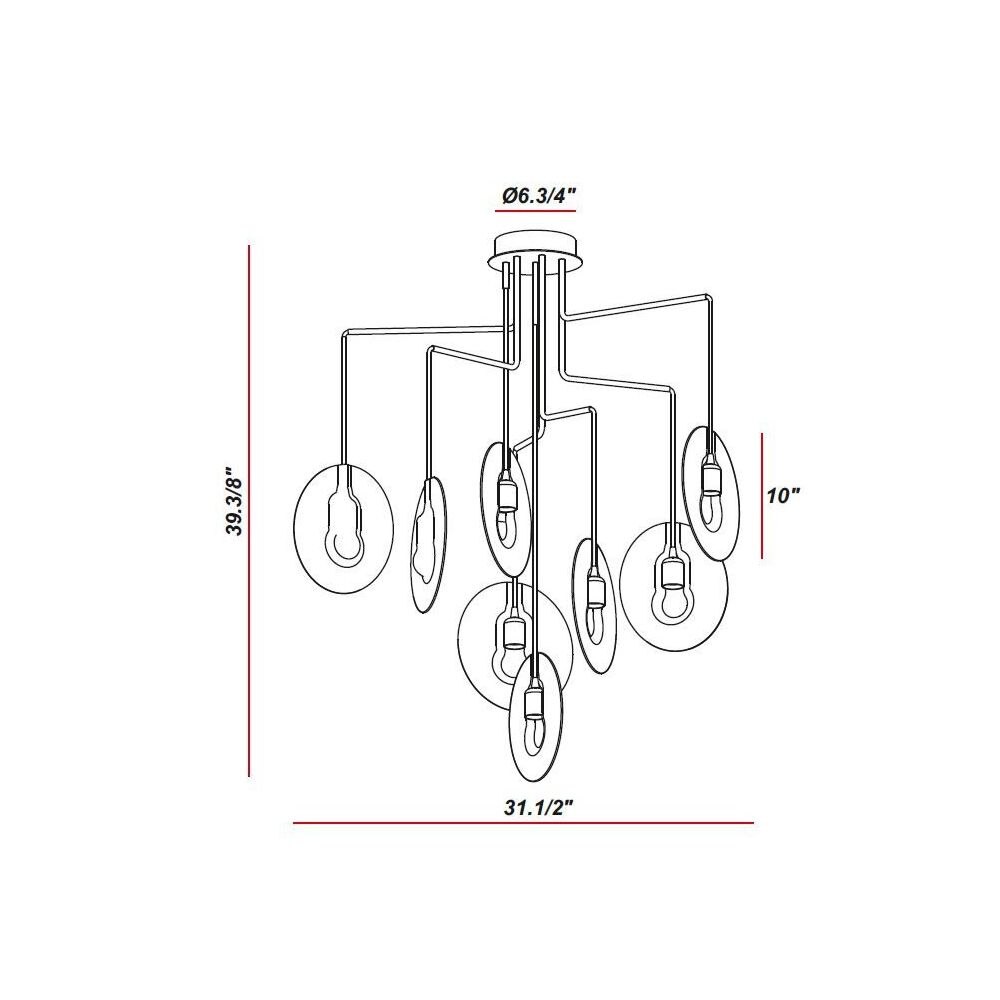 Oda 8 Pendant Suspension Dimensions