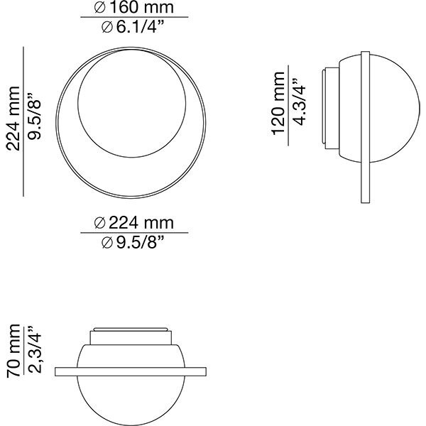 Circ A-3722X-W Outdoor Wall Dimensions