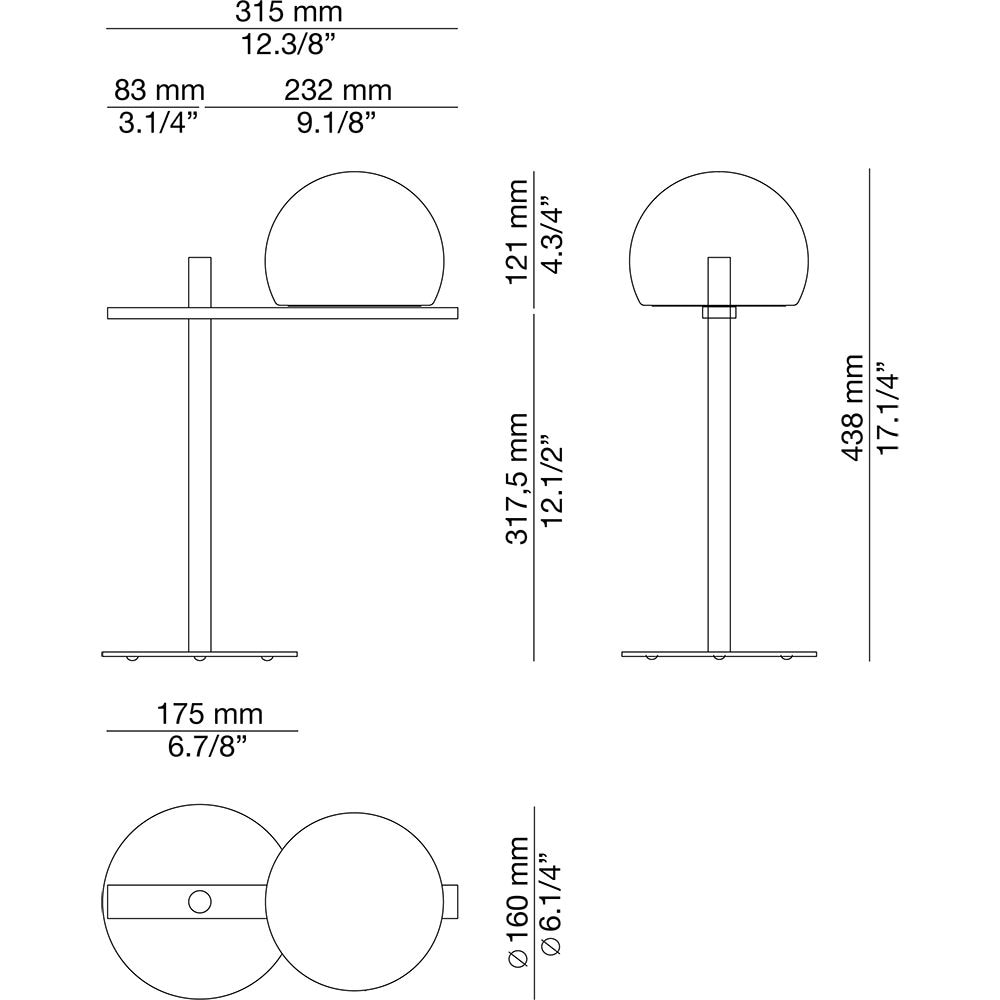 Circ M-3728-W Indoor Table Dimensions