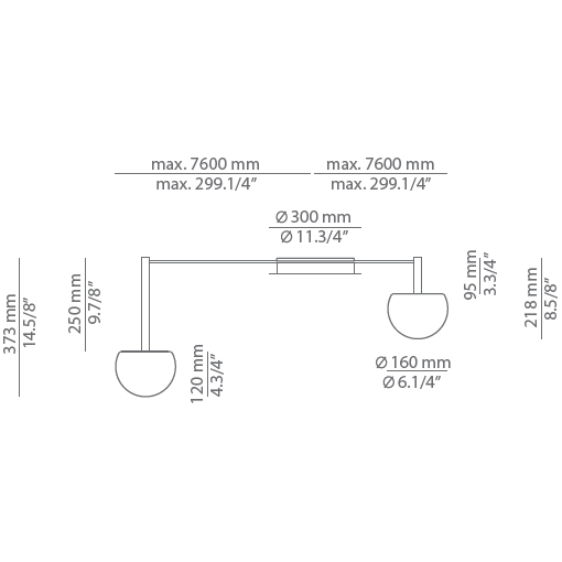 Circ R30 2 Light Ceiling Dimensions