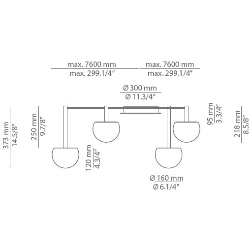 Circ R30 4 Light Ceiling Dimensions