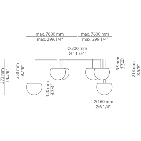 Circ R30 6 Light Ceiling Dimensions