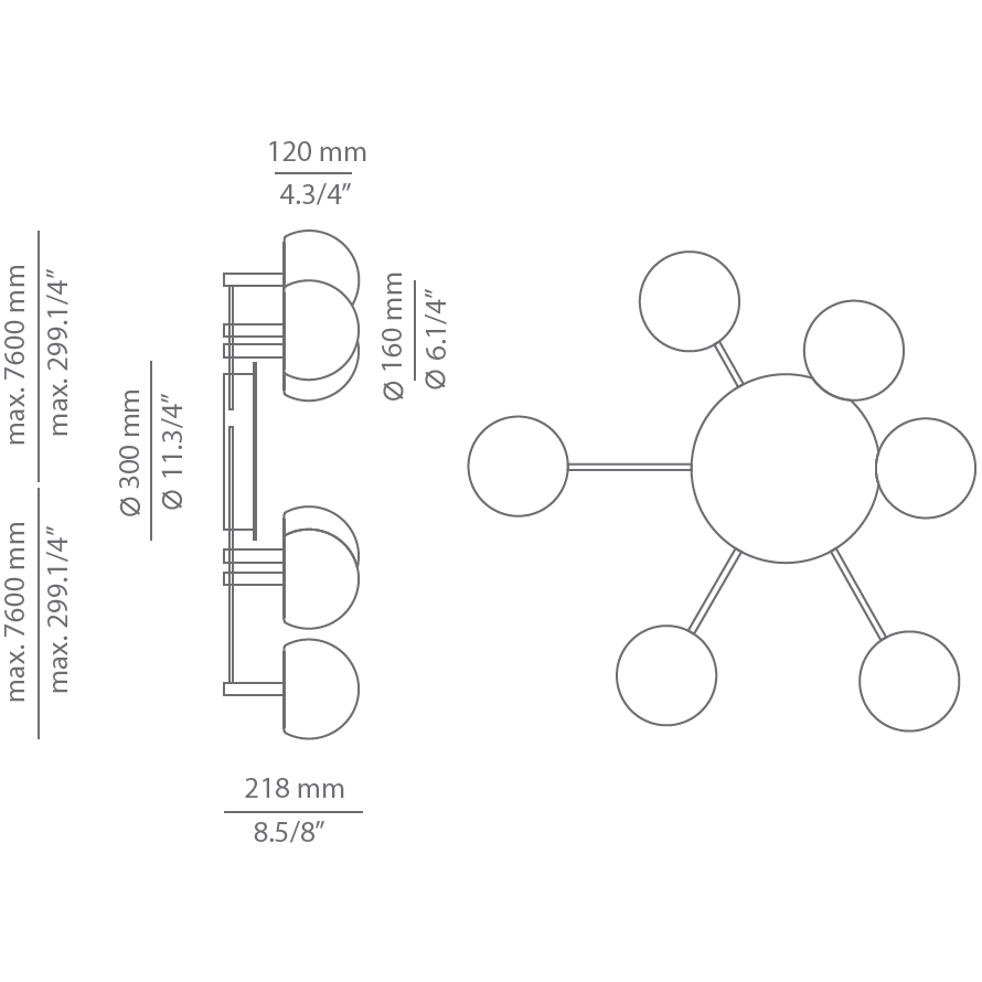 Circ R30 6 Light Wall Dimensions