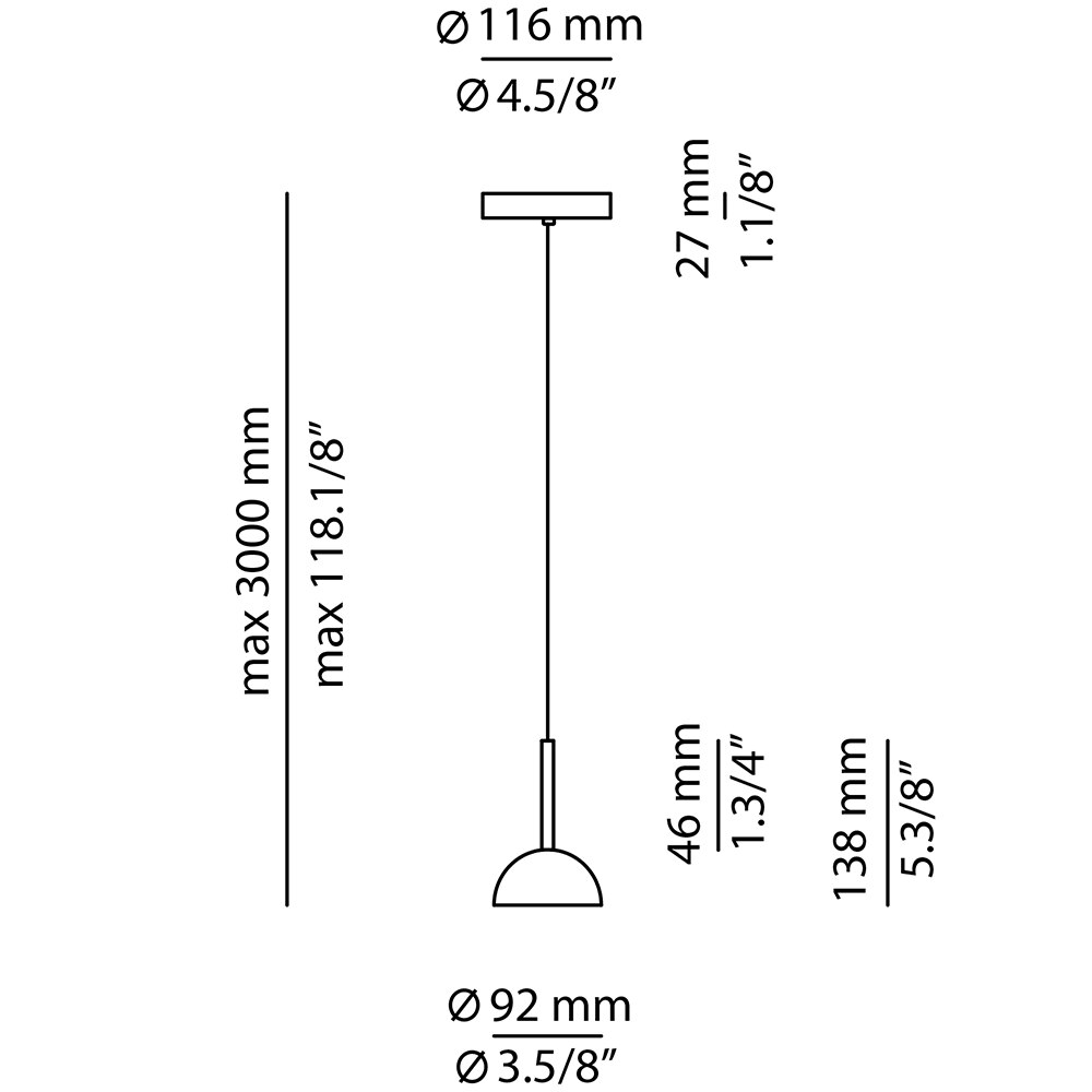 Cupolina T-3934S Suspension Dimensions