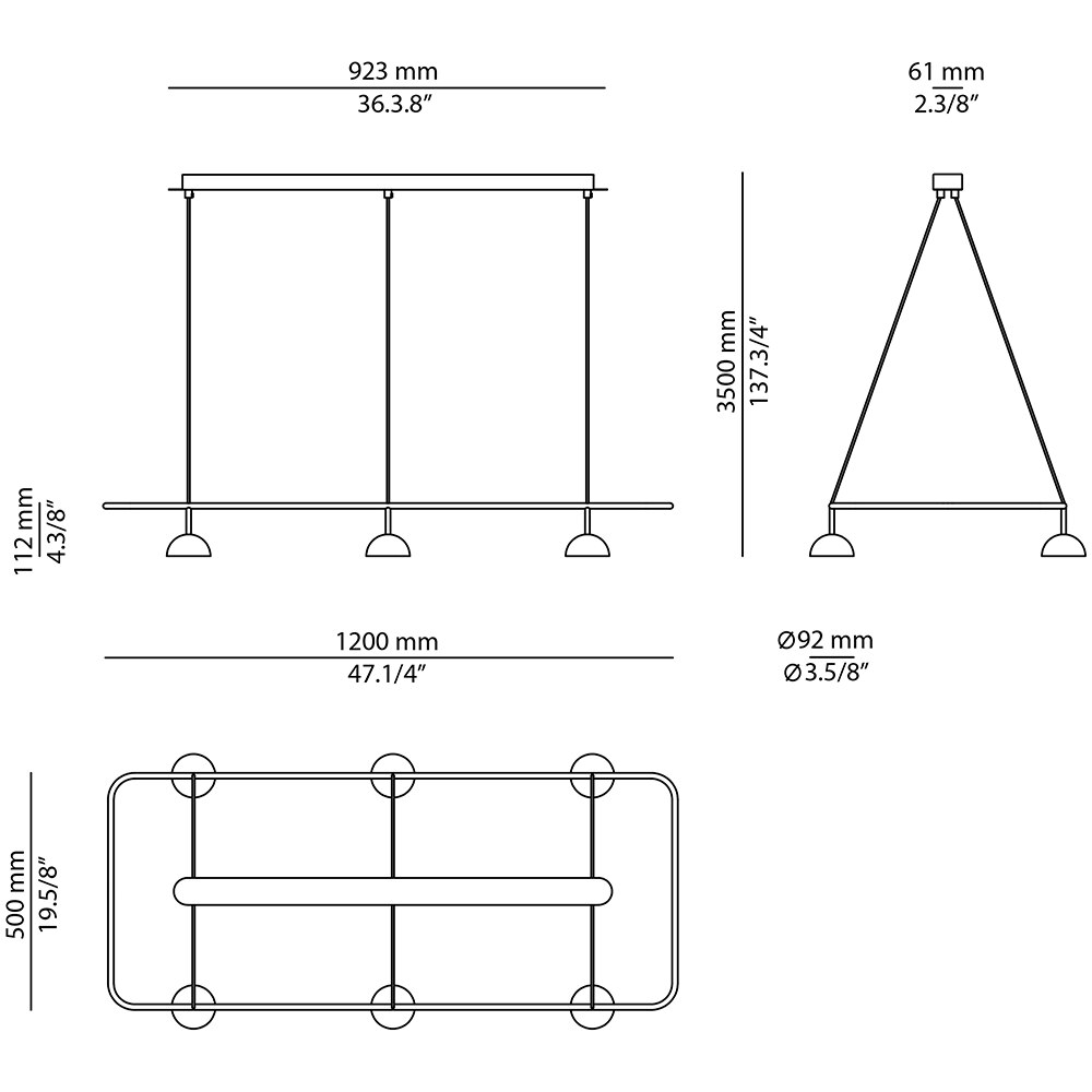 Cupolina T-3935 Suspension Dimensions