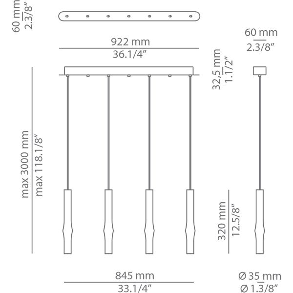 Flow 4 Small Light Linear Suspension Dimensions