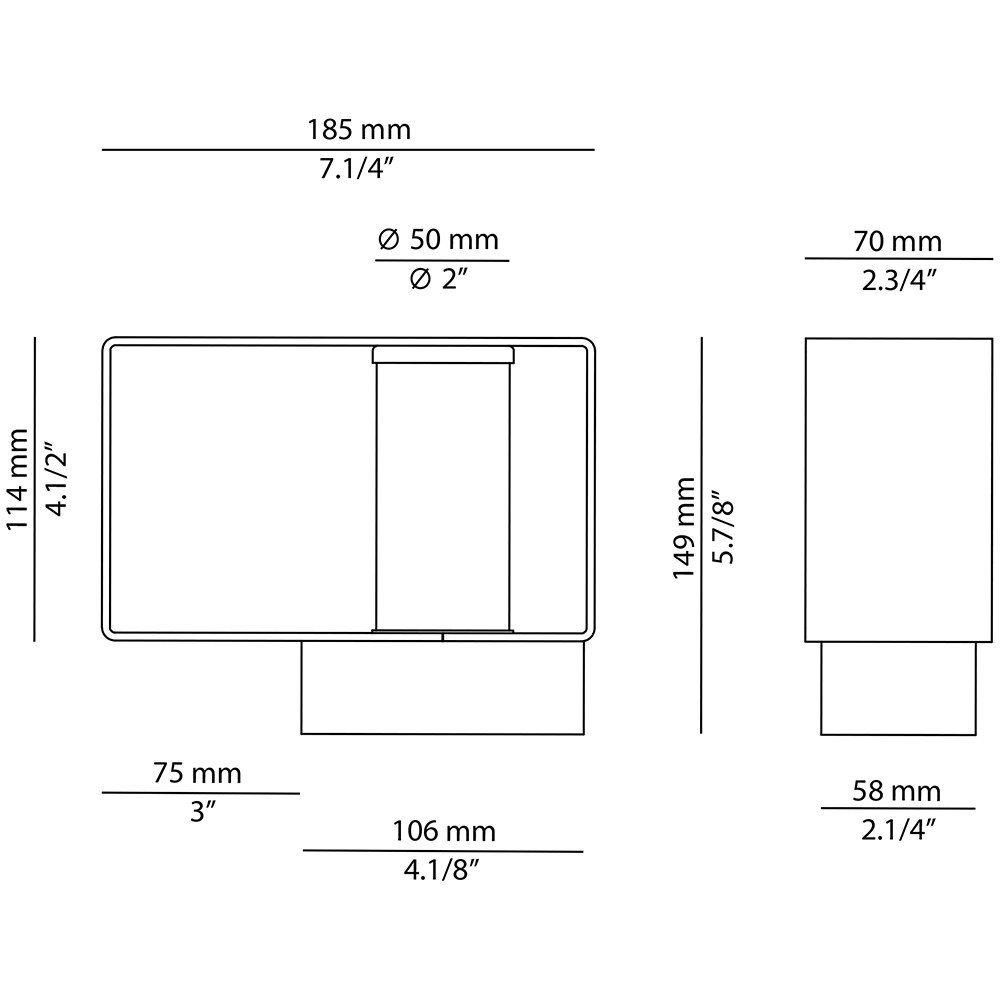 Frame P-4054X Outdoor Bollard Dimensions