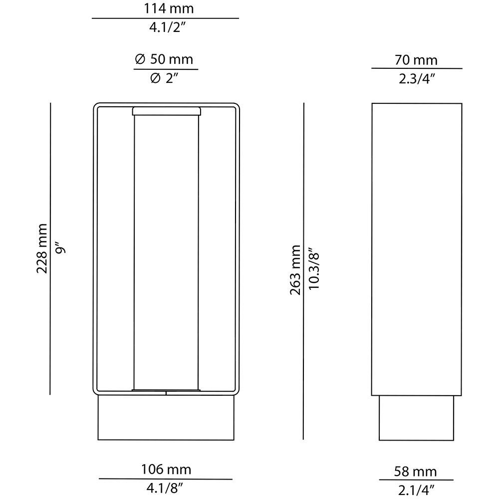 Frame P-4055X Outdoor Bollard Dimensions