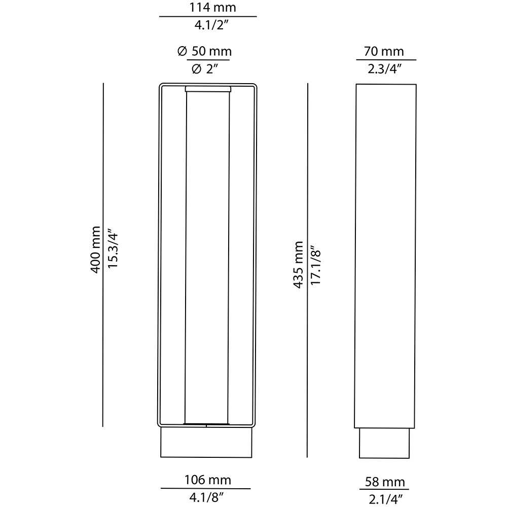 Frame P-4056X Outdoor Bollard Dimensions