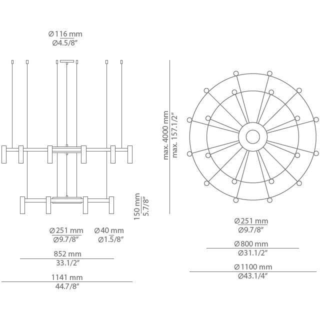 Laverd Double Suspension Dimensions