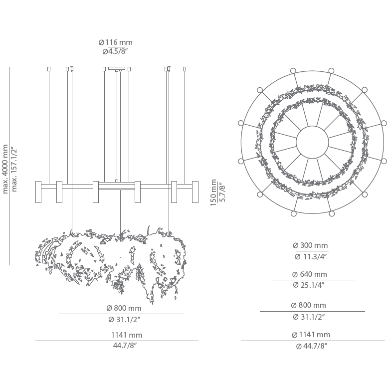 Laverd T-3806 Vegetation Suspension Dimensions