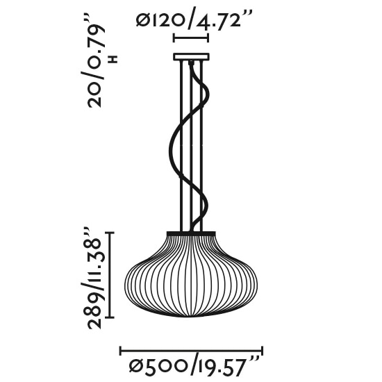 Isabelle 500 Pendant Suspension Dimensions