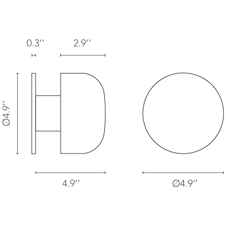 Bellhop 125 Outdoor Bollard/Ceiling/Wall Dimensions