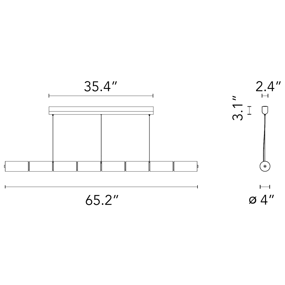 Luce Orizzontale Pendant Suspension Dimensions