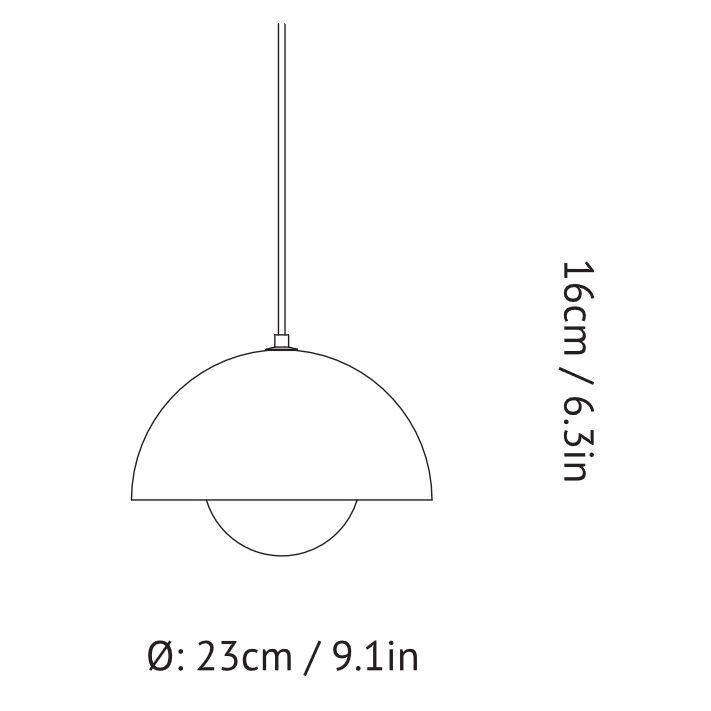 Flowerpot VP1 Suspension Dimensions