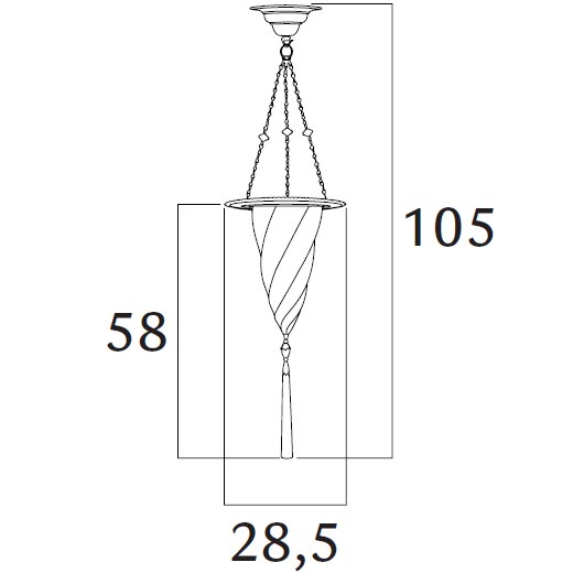 Cesendello Glass Metal Ring Suspension/Wall Dimensions