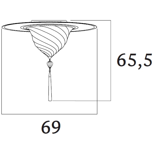 Samarkanda Glass with Metal Ring Ceiling/Suspension Dimensions