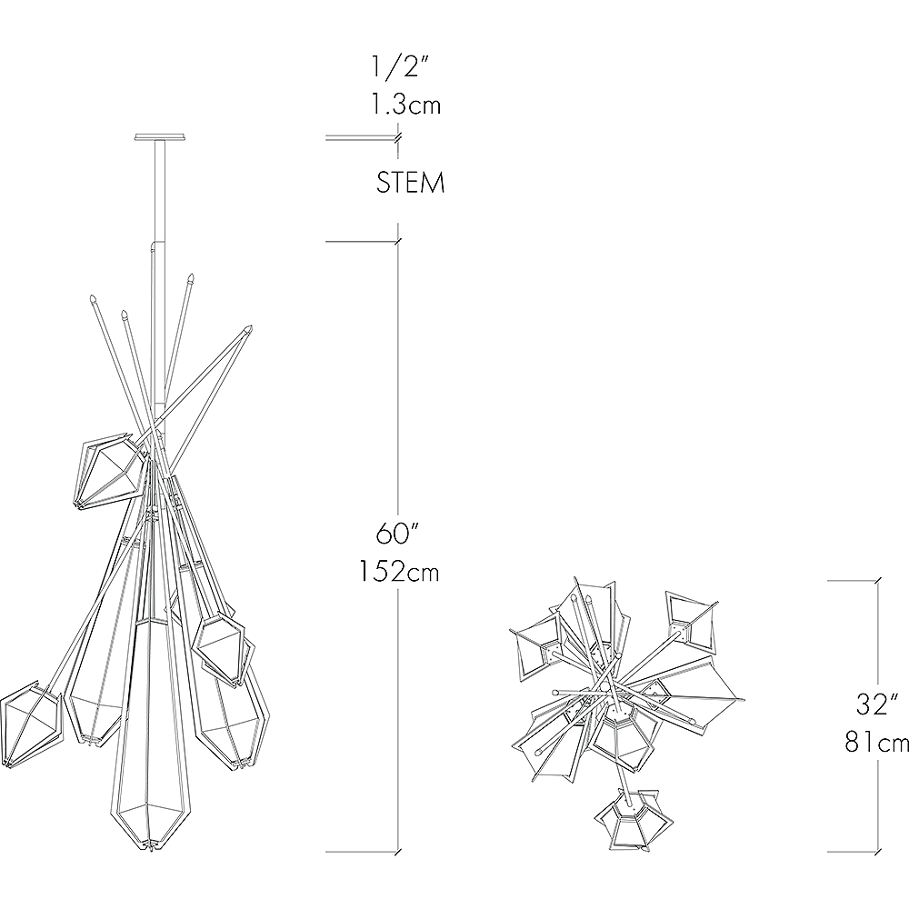 Harlow Dried Flowers Suspension Dimensions