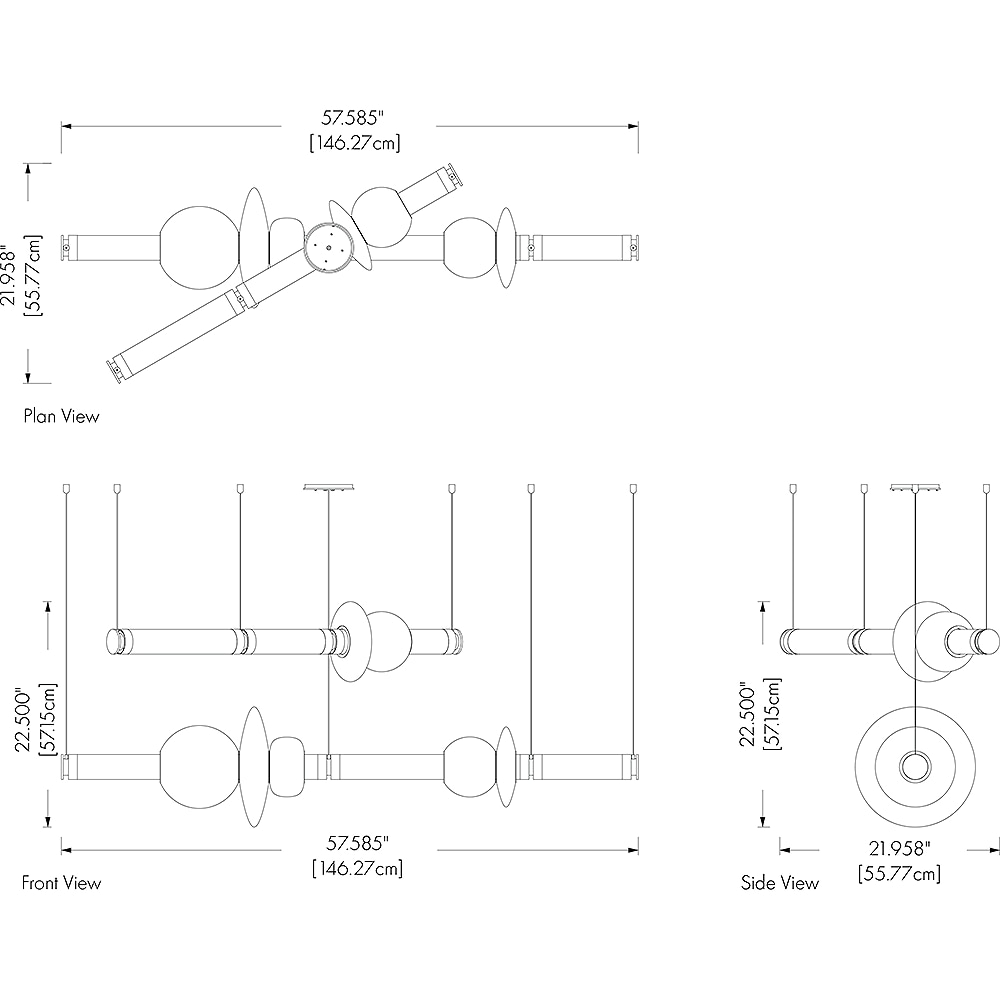 Luna Chandelier 2 Tier Suspension Dimensions