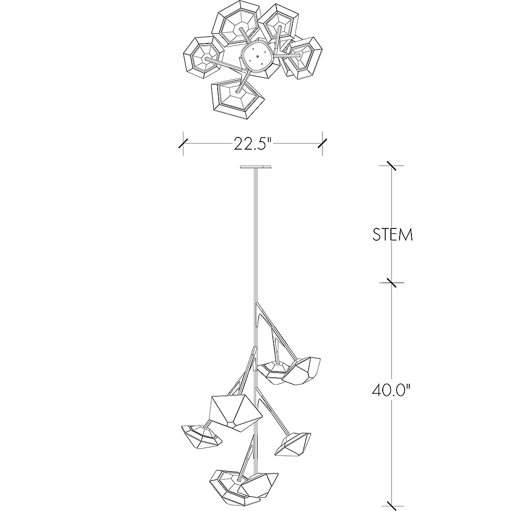 Myriad Tall Chandelier Suspension Dimensions