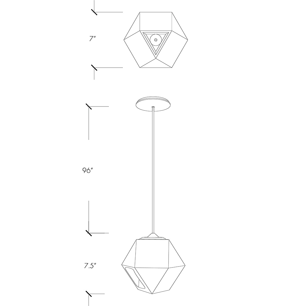 Welles Double-Blown Glass Pendant Suspension Dimensions