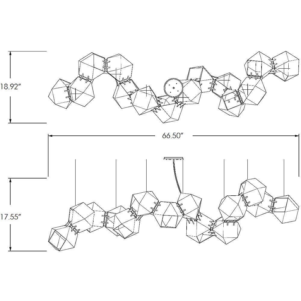 Welles Glass Chandelier Suspension System Dimensions