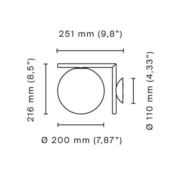 IC Lights C/W Black Wall/Ceiling Dimensions