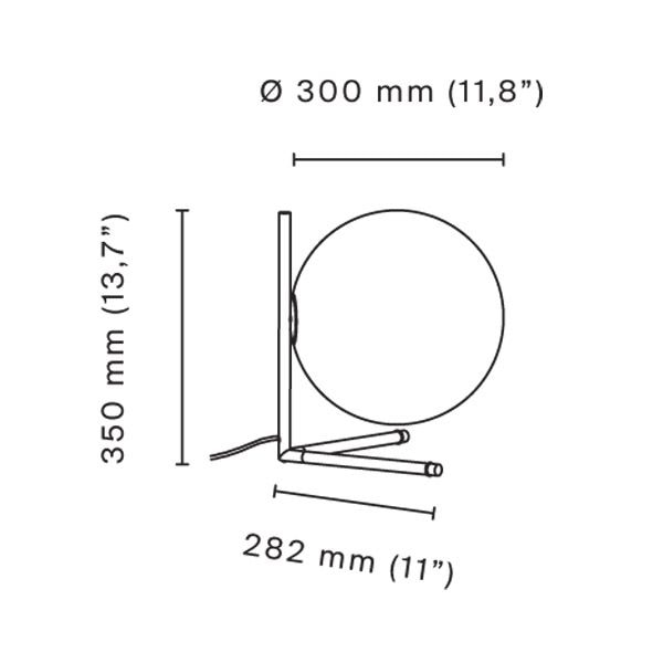 IC Lights T2 Black Table Dimensions