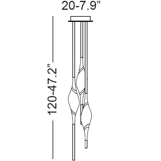 Il Pezzo 12 3-Light Round Chandelier Suspension Dimensions