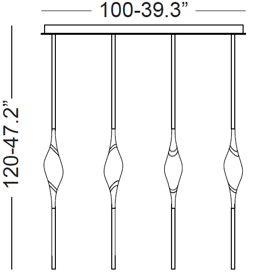 Il Pezzo 12 Long Chandelier Suspension Dimensions