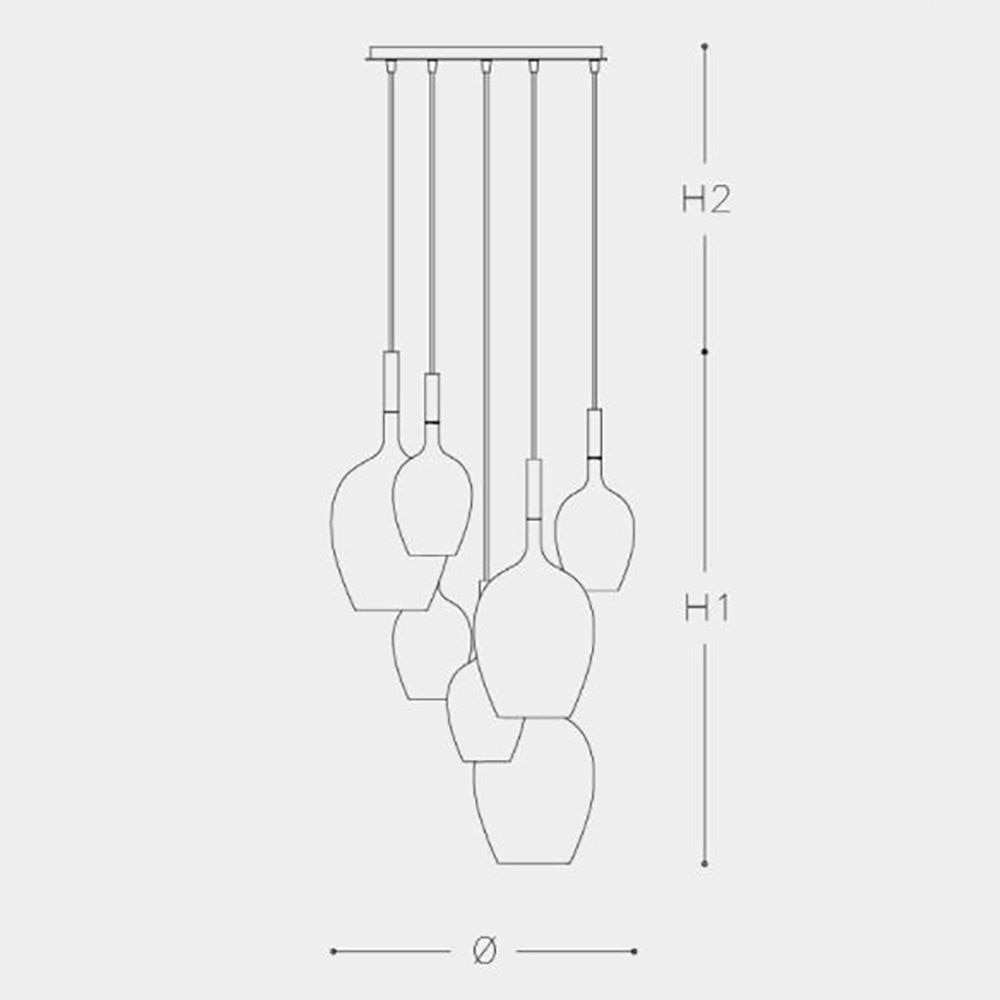 Rose 7 Pendant Suspension Dimensions