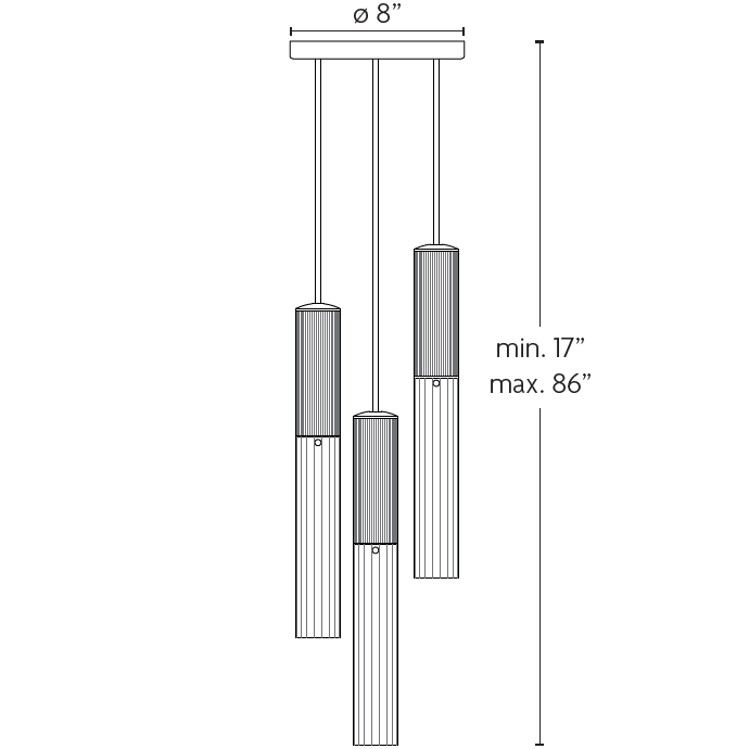 Flume 50 3-Light Suspension Dimensions