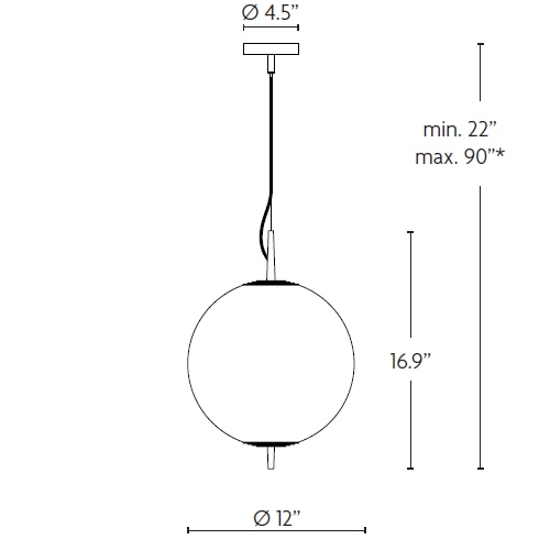 Nova Globe Pendant Suspension Dimensions
