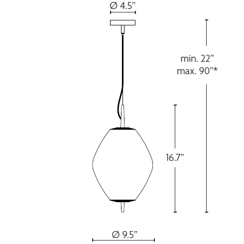 Nova Tall Pendant Suspension Dimensions