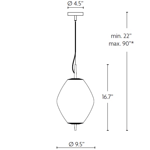 Nova Tall Pendant Suspension Dimensions