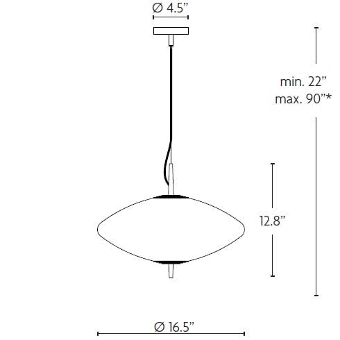 Nova Wide Pendant Suspension Dimensions