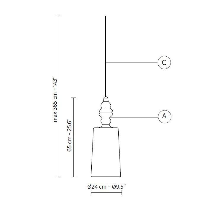 Alibaglass Pendant Suspension Dimensions