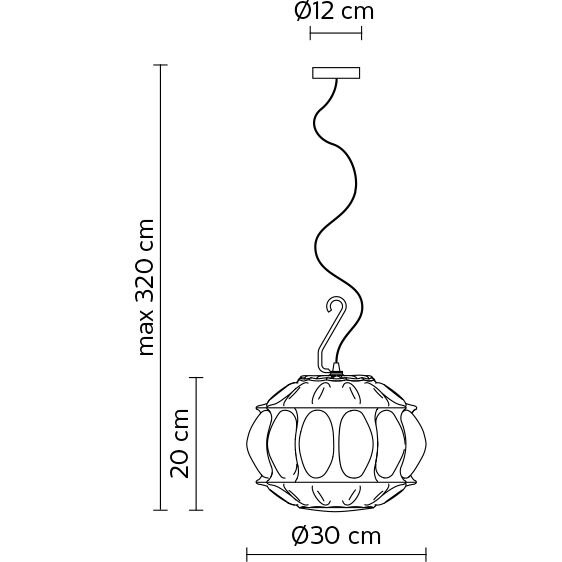 Ginger 1 Hooked Outdoor Suspension Dimensions