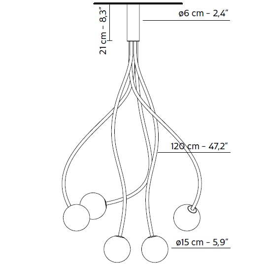 Moony 5 Light Ceiling Dimensions