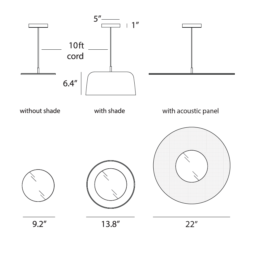 Yurei Pendant Suspension Dimensions