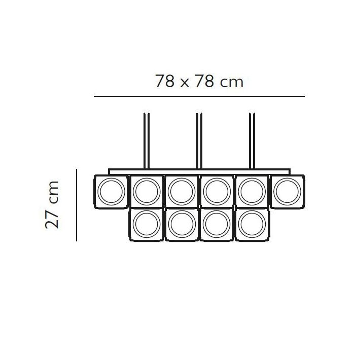 Chant 6 x 6 2-Tier Chandelier Suspension Dimensions