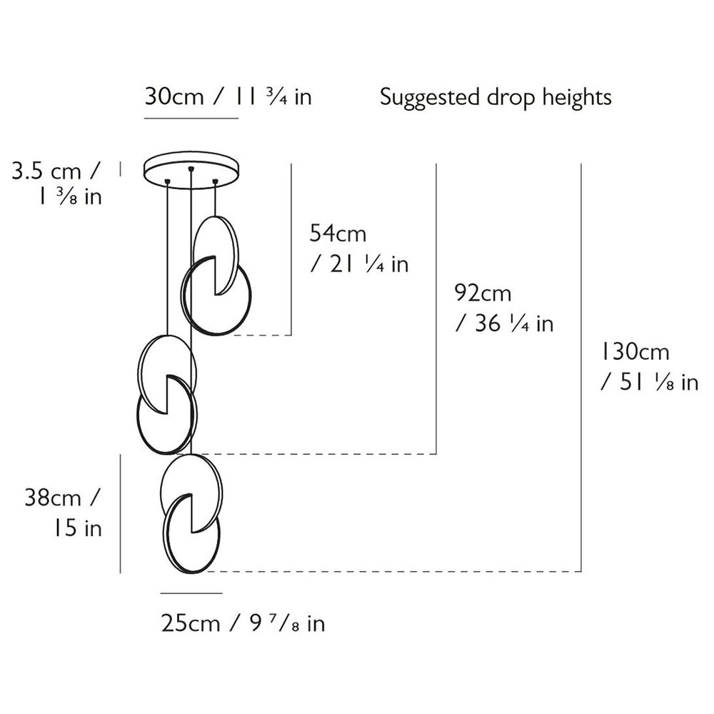 Eclipse 3 Piece Chandelier Suspension Dimensions