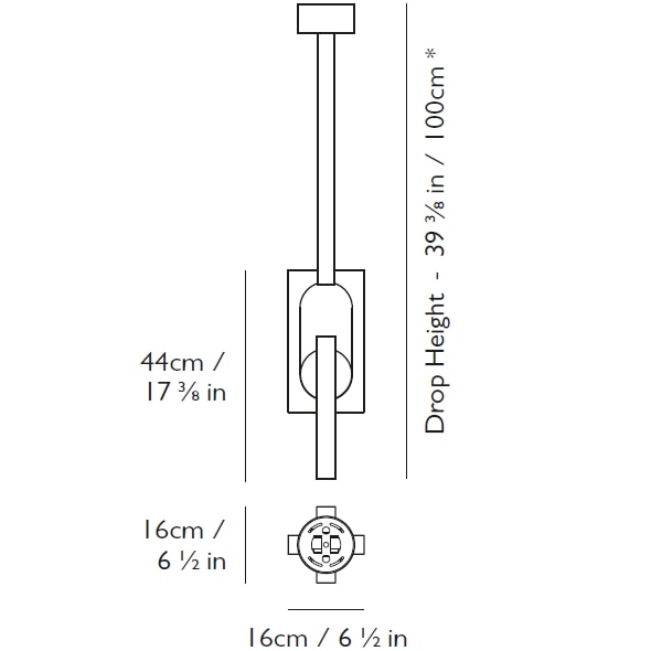 Mythos Duo Pendant Suspension Dimensions