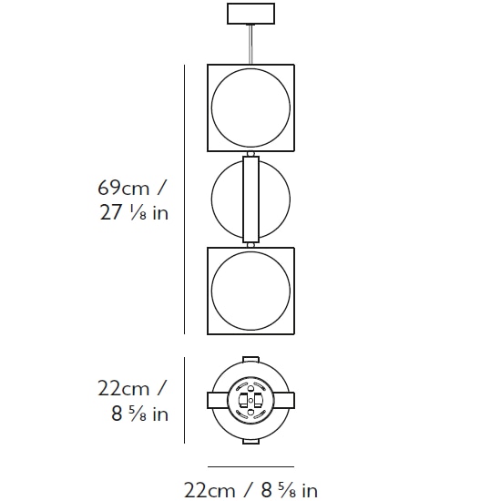 Solstice Trio Pendant Suspension Dimensions